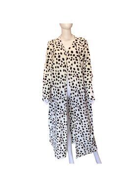 Plus Size 4XL Dalmatian Print Plush Robe Jacket Cozy Cruella De Vil Halloween